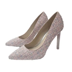 Nine West Tatiana Pink Tweed Pointed Toe Clear Stiletto Heel Pumps Size 7 US